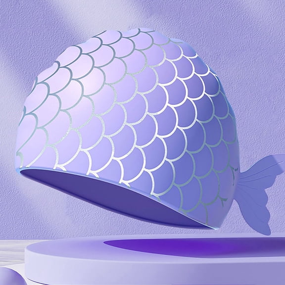 RTKFRFLM Kids Fashionable Silicone Swim Cap Waterproof Comfortable Ear Protection Swimming Hat for Boys Girls Summer Pool Training Water Sports Performance Light Purple 5Y-12Y
