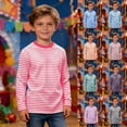 thumbnail image 1 of RTKFRFLM Kids' Fashionable Striped Long Sleeve T-Shirt Crewneck Top for Boys and Girls Casual Fall Winter Base Layering Shirt Soft Breathable Daily Wear Size 4-16 Years, 1 of 6