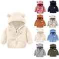 thumbnail image 1 of RTKFRFLM Kids Hooded Jacket Warm Bear Ear Outerwear with Pockets Beige 0-3 Months, 1 of 7