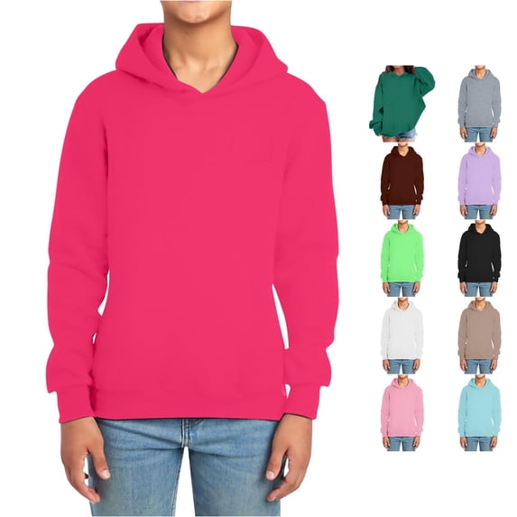 RTKFRFLM Kids Hoodie Unisex Solid Color Long Sleeve Crewneck Sweatshirt Pullover Outerwear Jumper Boys Girls