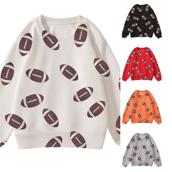 RTKFRFLM Kids Football Crewneck Sweatshirt Sports Print Casual Winter Pullover Athletic Active Thermal Apparel for Boys and Girls Children