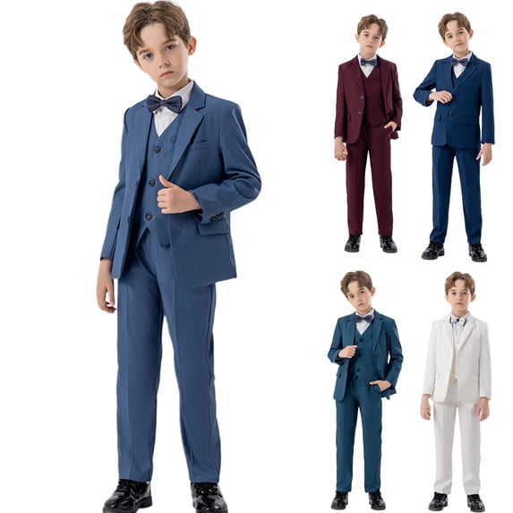 RTKFRFLM Kids Formal Suit Set Gentleman Style Jacket and Pants Outfit 6-7 Years