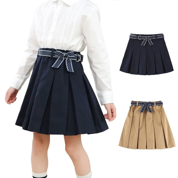 RTKFRFLM Kids Girls Pleated School Uniform Skort with Inner Safety Shorts Anti-Exposure School Skirt for Students Kindergarten Performance Campus Wear Khaki 11-12 Years