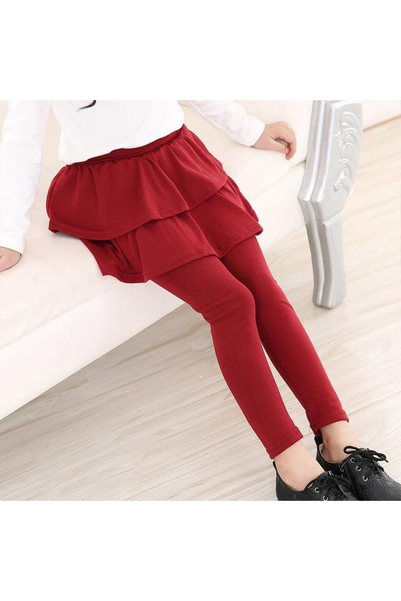 Kids Girls Tutu Pantskirt Ruffle Skirt Leggings Footless Pants
