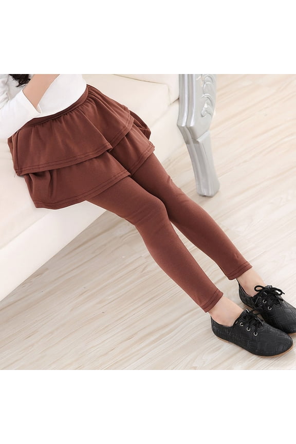 Kids Girls Tutu Pantskirt Ruffle Skirt Leggings Footless Pants