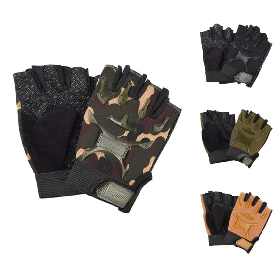 RTKFRFLM Kids Half Finger Cycling Gloves Non- Athletic Sports Gloves for Outdoor Play Black 6-12