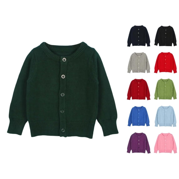RTKFRFLM Kids Knit Cardigan Sweater Long Sleeve Button-Down Cotton Outerwear Light Blue 8-9 Years