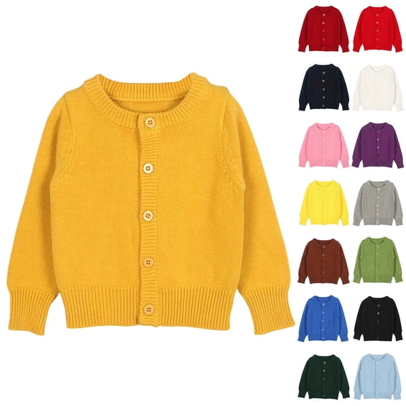 RTKFRFLM Kids Knit Cardigan Sweater Long Sleeve Button-Down Cotton Outerwear Light Blue 8-9 Years