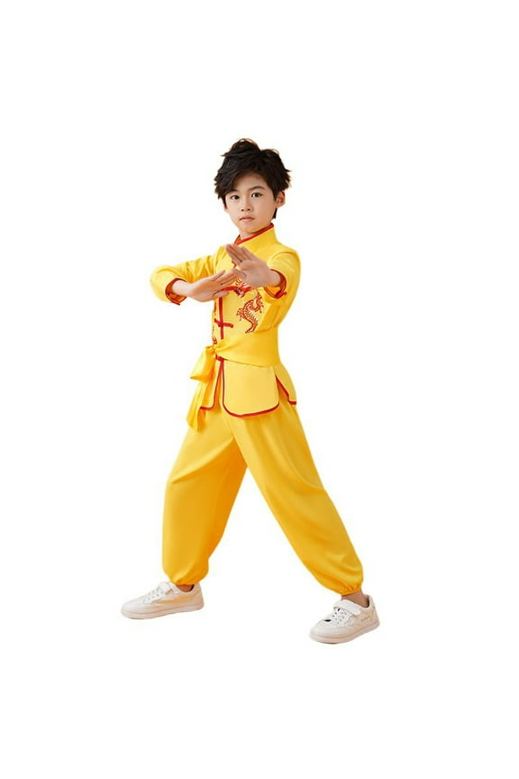 Kids Kung Fu Uniform, Chinese Martial Arts Performance Suit - Unisex Tai Chi Training Set for Boys & Girls