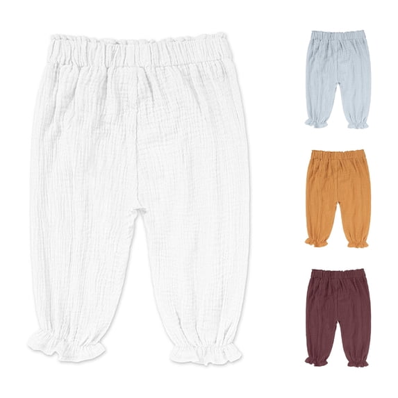 RTKFRFLM Kids Lantern Pants Summer Casual Cotton Linen Solid Color Harem Loose Lightweight Trousers for Boys Girls