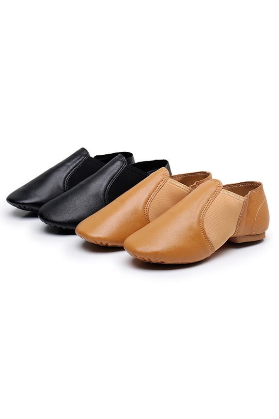 Kids Leather Jazz Dance Shoes Professional Soft Sole Ballroom Dance Flats Black 11-12 Years