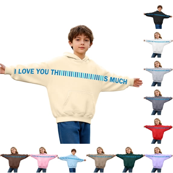 RTKFRFLM Kids Letter Graphic Hoodie Toddler Boys Girls Sweatshirt Long Sleeve Pullover Casual Activewear Clothes