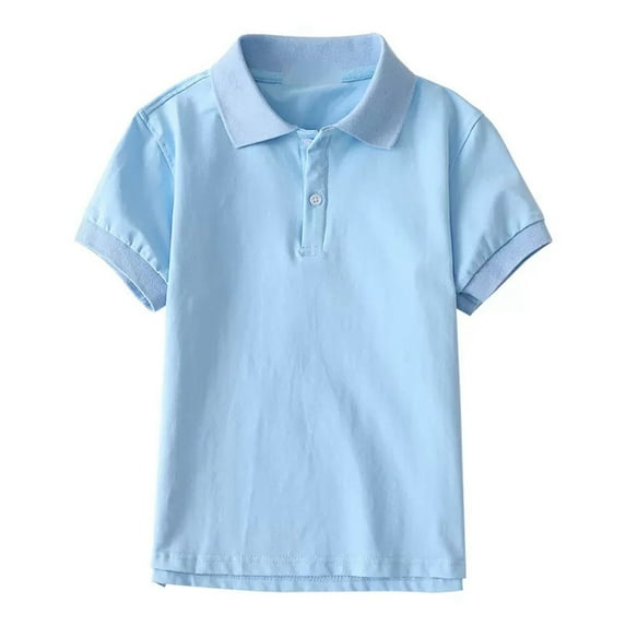 RTKFRFLM Kids Light Blue Polo Shirt Boys Girls Pure Cotton Short Sleeve School Uniform Tee Top Summer Lapel Collar Performance Polo for Little Girls Soft Breathable Schoolwear Top