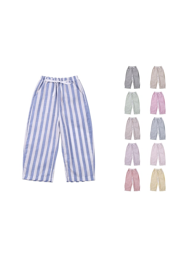 Kids Lightweight Harem Pants Vertical Striped Mosquito-Proof Trousers Hot Pink 4-5 Years