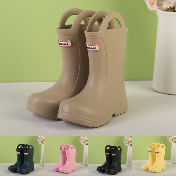 RTKFRFLM Kids Lightweight Rain Boots Non- Mid-Calf Rubber Water Shoes Black 20/200
