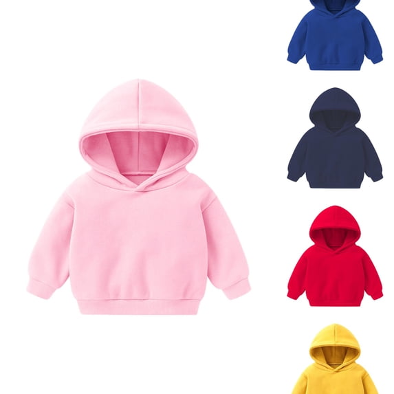 RTKFRFLM Kids Lined Sweatshirt Solid Color Warm Pullover Top Red 12-18 Months