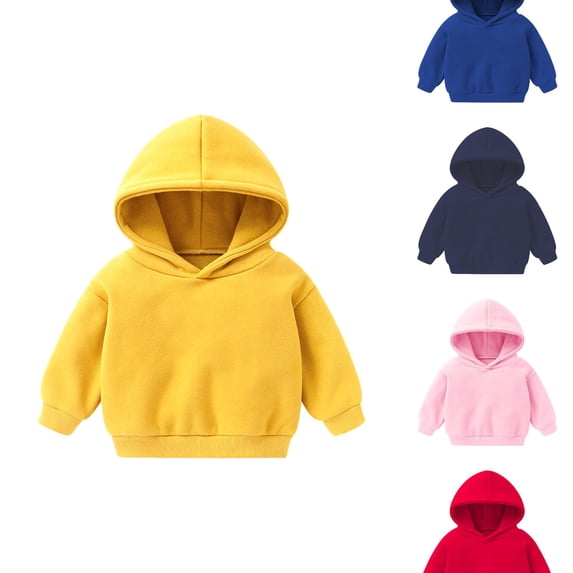 RTKFRFLM Kids Lined Sweatshirt Solid Color Warm Pullover Top Red 12-18 Months