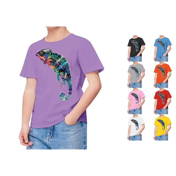 RTKFRFLM Kids Lizard T-Shirt Reptile Animal Graphic Crewneck Short Sleeve Casual Summer Fashion Tee Top for Boys Girls