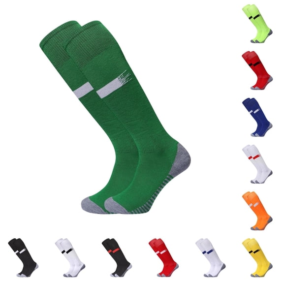 RTKFRFLM Kids Long Soccer Socks Anti Towel Sole Thick Moisture Wicking Knee High Sports Socks 7-12 Years