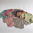 thumbnail image 1 of RTKFRFLM Kids Loose Fit Solid Color T-Shirt Boys Girls Fashion Batwing Sleeve Casual Tee Top for Ages 1-7 Summer Oversized Cotton Shirt Trendy Comfortable Soft Playwear, 1 of 4