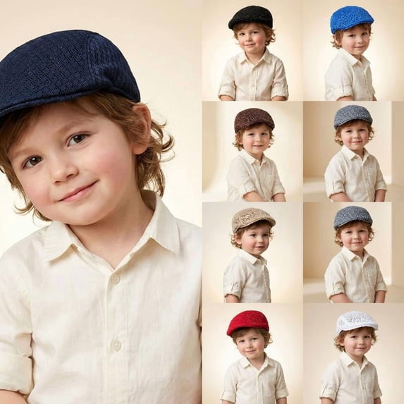 RTKFRFLM Kids Mesh Beret Hat Breathable Lightweight Newsboy Cap Adjustable Outdoor Sun Protection Cabbie Hat for Boys Girls 3-16 Y