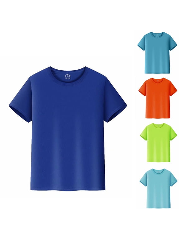 Kids Mesh Breathable T-Shirt Short Sleeve Athletic Performance Tee Army Green 12-14 Years