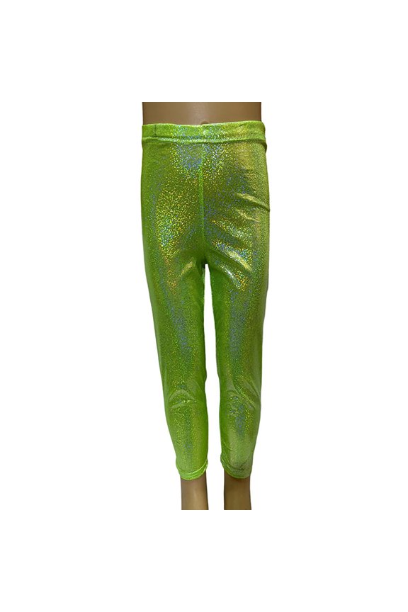 Kids Metallic Sequin Leggings Sparkly Stretch Dance Pants for Performance Green 3-4 Years