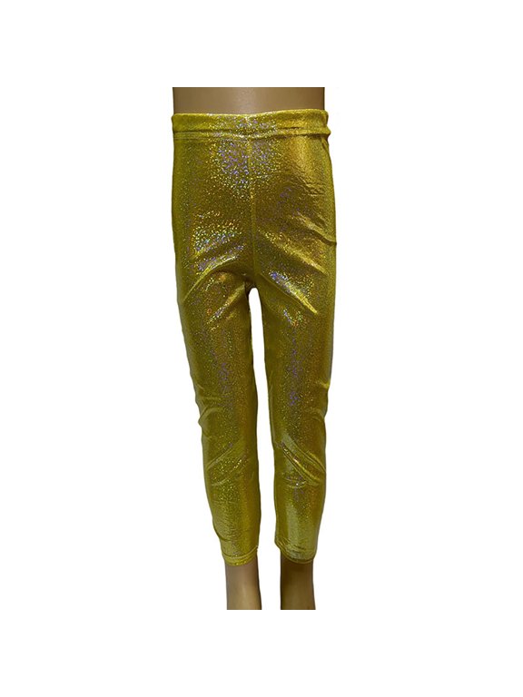 Kids Metallic Sequin Leggings Sparkly Stretch Dance Pants for Performance Green 3-4 Years