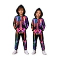 thumbnail image 1 of RTKFRFLM Kids Neon Skeleton Halloween for Boys Girls, Rainbow Bone Print Hooded Zip Front Jumpsuit with Pockets, Spooky One Piece Outfit for Trick or Treat and Parties, 1 of 6