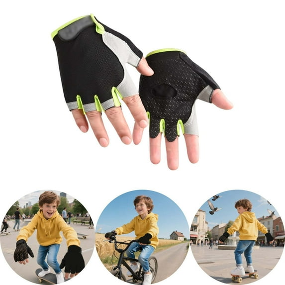 RTKFRFLM Kids Non- Riding Gloves Breathable Fingerless Sports Mittens for Exercise Blue 4-6