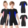thumbnail image 1 of RTKFRFLM Kids One-Piece Wetsuit Sun Protection Surfing and Diving Rash Guard Blue 9-12 Years, 1 of 4