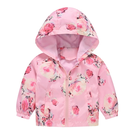 RTKFRFLM Kids Packable Hooded Jacket Thin Breathable Cartoon Pattern Print Windbreaker Coat Spring Summer Fall Outerwear Clothes