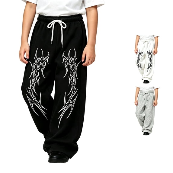 RTKFRFLM Kids Pants Elastic Waist Drawstring Casual Long Trousers for Boys and Girls Ages 4-15 for Everyday Casual Wear Y2K Street Style