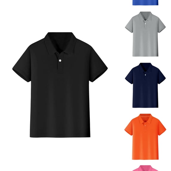 RTKFRFLM Kids Performance Polo Top Short Sleeve Classic School Uniform Shirt Red 10-12 Years
