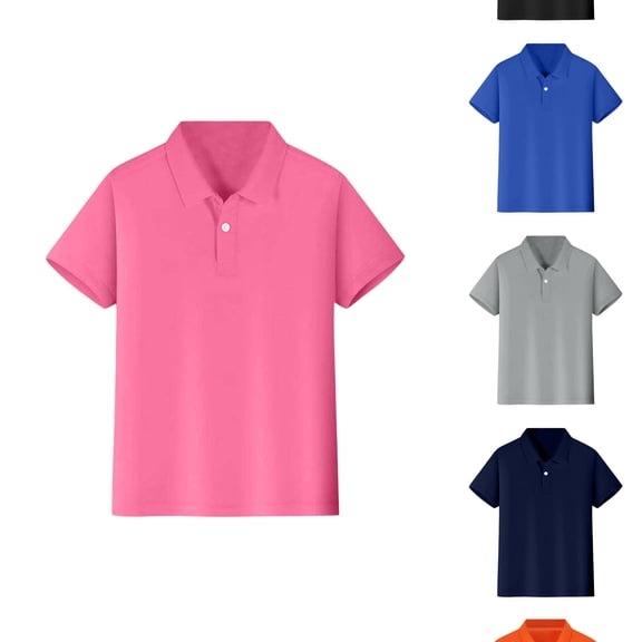 RTKFRFLM Kids Performance Polo Top Short Sleeve Classic School Uniform Shirt Red 10-12 Years
