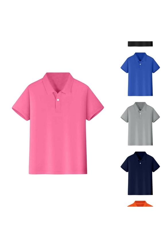 Kids Performance Polo Top Short Sleeve Classic School Uniform Shirt Red 10-12 Years