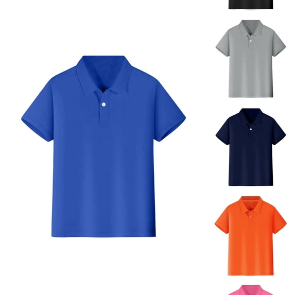 RTKFRFLM Kids Performance Polo Top Short Sleeve Classic School Uniform Shirt Red 10-12 Years