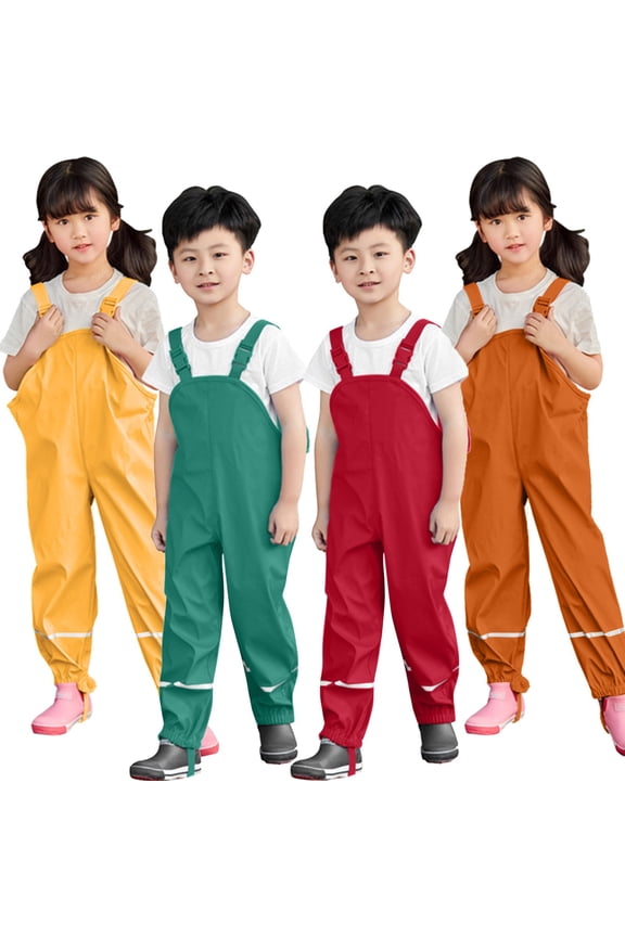 Kids Professional Rain Bibs Waterproof Breathable One-Piece Rain Suit Green 140/XXL