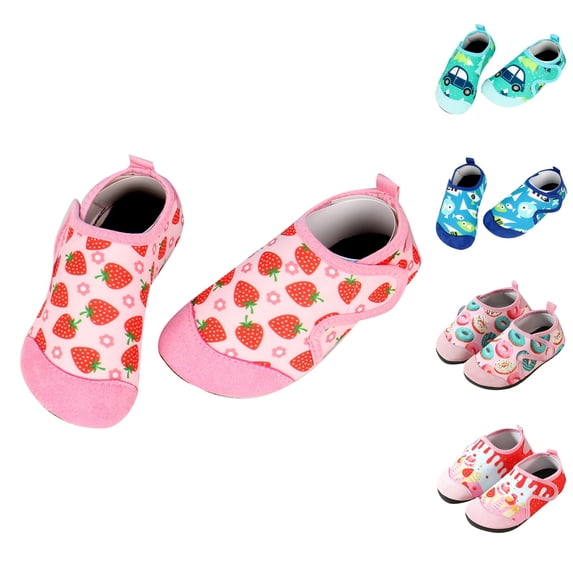 RTKFRFLM Kids Quick-Dry Water Shoes Non- Soft Sole Aqua Socks for Beach & Swimming Pink 2 Years
