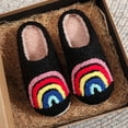 thumbnail image 1 of RTKFRFLM Kids Rainbow Embroidered Slippers Warm Plush Winter House Shoes for Boys and Girls Black 28, 1 of 3