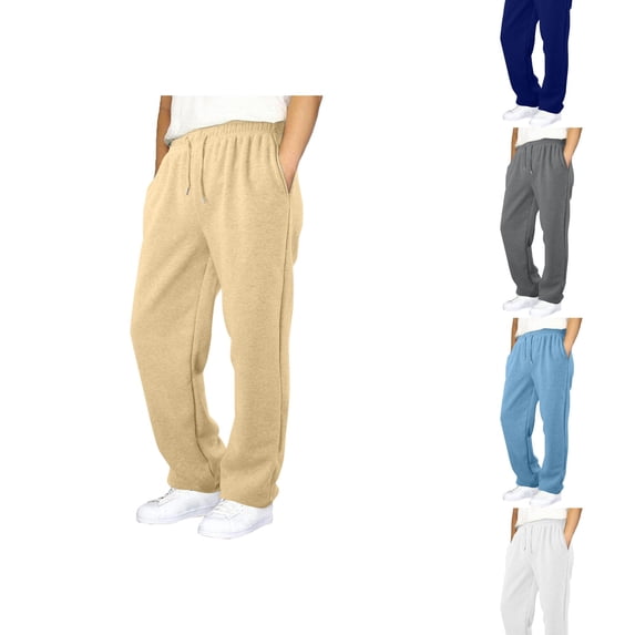 RTKFRFLM Kids Relaxed Fit Joggers Wide Leg Drawstring Athletic Sweatpants White 15-16 Years