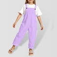 thumbnail image 1 of RTKFRFLM Kids Relaxed Fit Overalls Candy Color Adjustable Strap Jumpsuit Purple 9-10 Years, 1 of 3