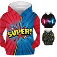 thumbnail image 1 of RTKFRFLM Kids SUPER Letter Graphic Hoodie Boys Girls Colorblock Sweatshirt Trendy Long Sleeve Pullover Casual Active Outfit, 1 of 3