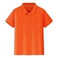 thumbnail image 1 of RTKFRFLM Kids Short Sleeve Polo Classic Lapel Collar Uniform Shirt for Students Orange 5-6 Years, 1 of 6