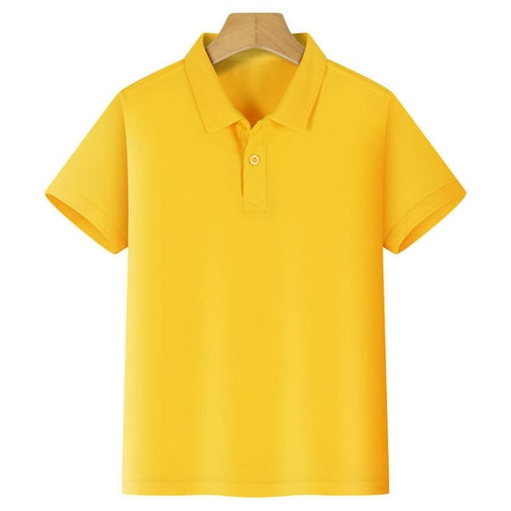 RTKFRFLM Kids Short Sleeve Polo Shirt Classic Summer Cotton Uniform Top Blue 5-6 Years