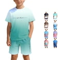 thumbnail image 1 of RTKFRFLM Kids Shorts Set Summer Letter Gradient Short Sleeve T-Shirt and Athletic Shorts 2-Piece Activewear 4-14Y, 1 of 5