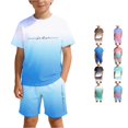 thumbnail image 1 of RTKFRFLM Kids Shorts Set Summer Letter Gradient Short Sleeve T-Shirt and Athletic Shorts 2-Piece Activewear 4-14Y, 1 of 5