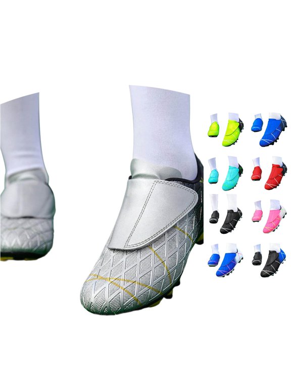 Kids Soccer Cleats Firm Ground FG Long Spikes Flat Leather Athletic Training Football Shoes for Boys 5-13.5Y