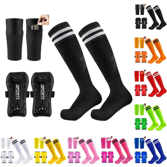 RTKFRFLM Kids Soccer Protection Set Shin Guards with Compression Sock Sleeves