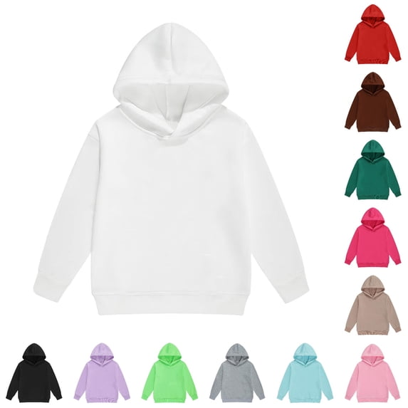 RTKFRFLM Kids Solid Color Basic Thermal Hooded Sweatshirt Winter Warm Pullover Cozy Daily Casual Active Outerwear Tops for Boys and Girls